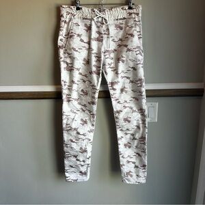 Bevy Flog Shely White Brown Camo Jogger Pants Elastic Waist Pull On​
